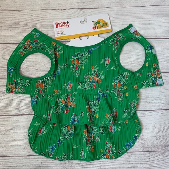 Boots & Barkley Green Floral Pet Dress Cat Dog Size Small Up to 20lbs - Picture 2 of 9